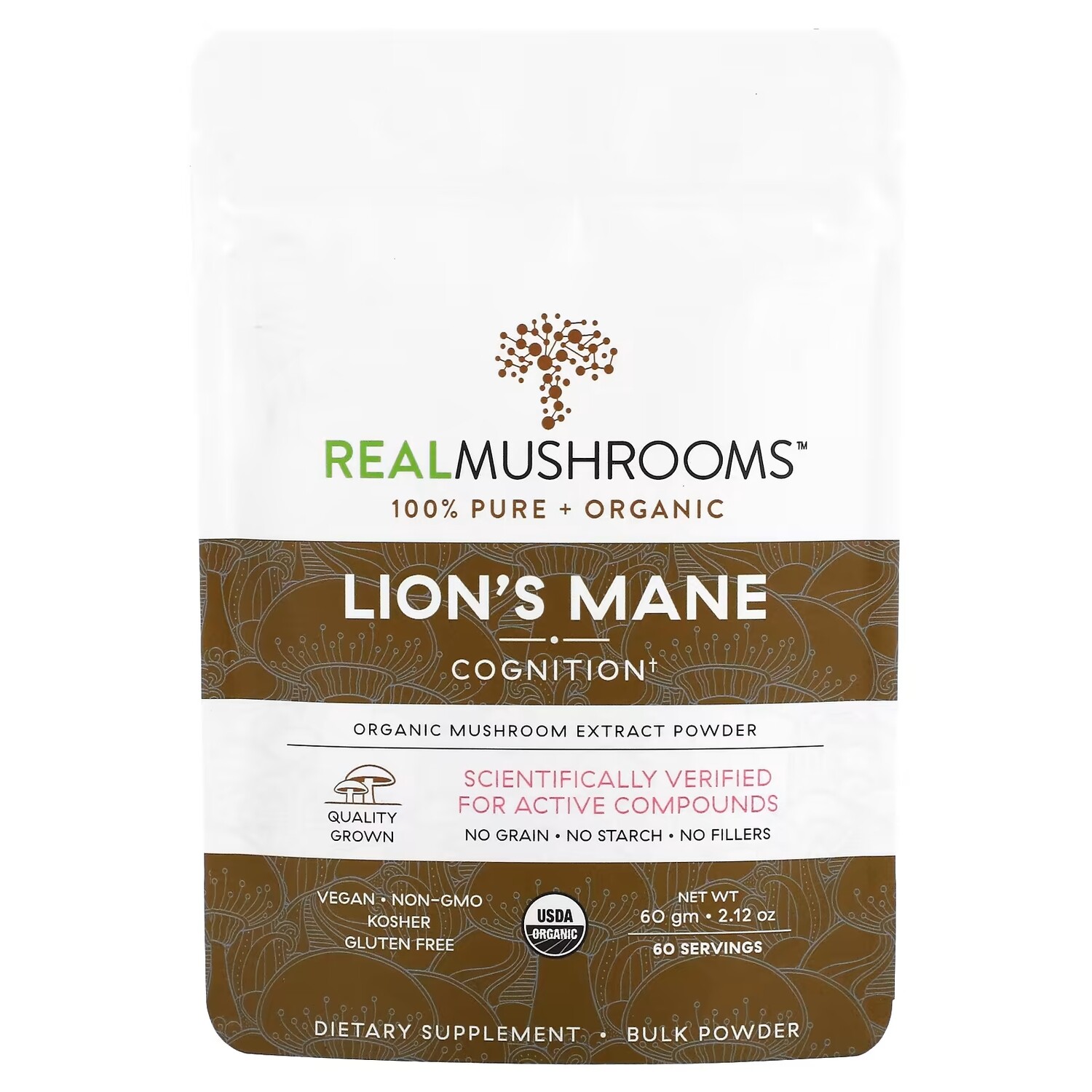 Добавка Real Mushrooms Lion's Mane Cognition, 60 г
Добавка Real Mushrooms Lion's Mane Cognition, 60 г