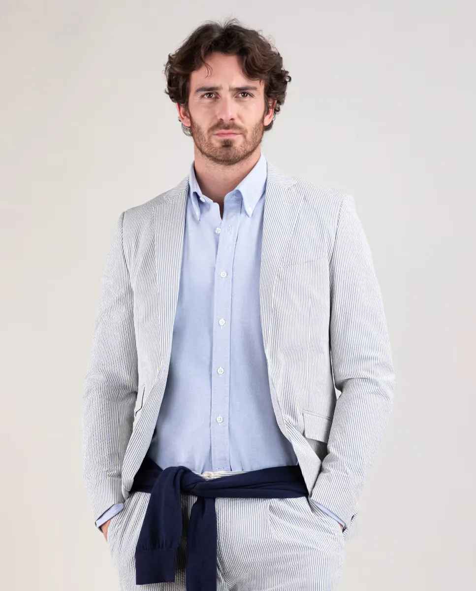 Мужской синий пиджак из сирсакера El Ganso
Мужской синий пиджак из сирсакера El Ganso