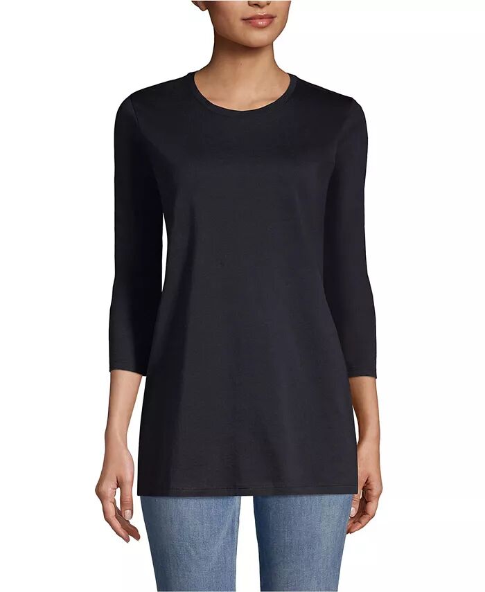 Женская хлопковая туника Supima с рукавом 3/4 Lands' End, черный 
Женская хлопковая туника Supima с рукавом 3/4 Lands' End, черный