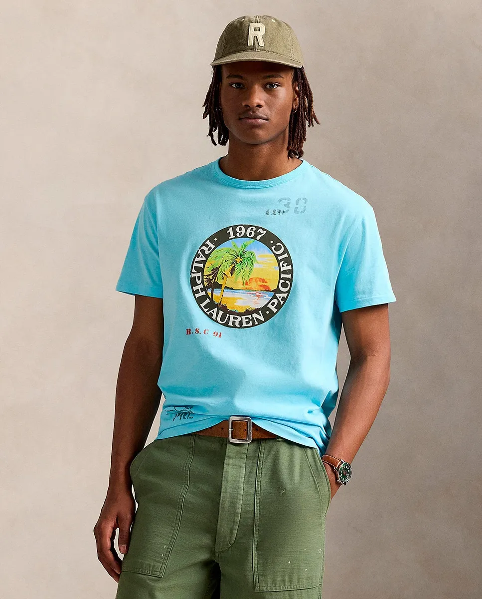 Мужская хлопковая футболка с тропическим мотивом Polo Ralph Lauren, цвет Azul Alba
Мужская хлопковая футболка с тропическим мотивом Polo Ralph Lauren, цвет Azul Alba