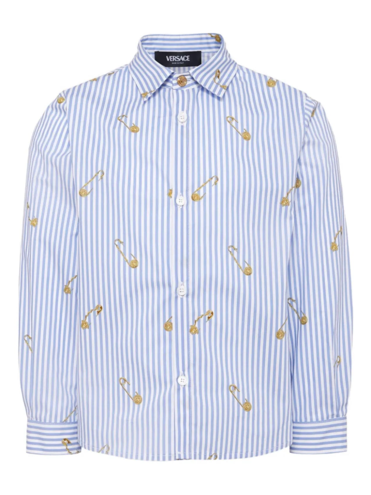 Полосатая рубашка с принтом Medusa Safety Pin Versace Kids, синий
Полосатая рубашка с принтом Medusa Safety Pin Versace Kids, синий
