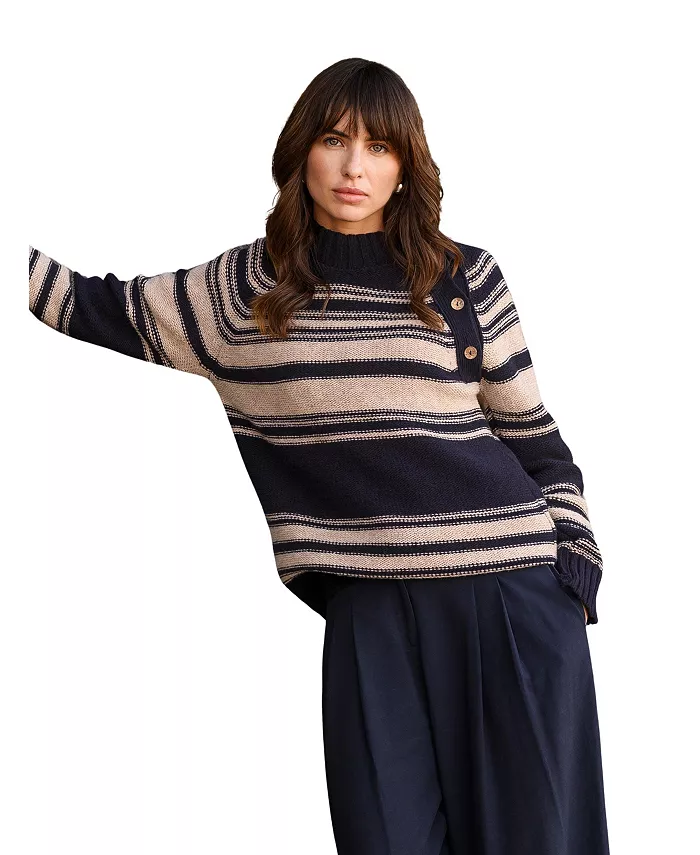 Женский свитер из чистой шерсти в полоску с пуговицами на вороте Celtic & Co., синий
Женский свитер из чистой шерсти в полоску с пуговицами на вороте Celtic & Co., синий