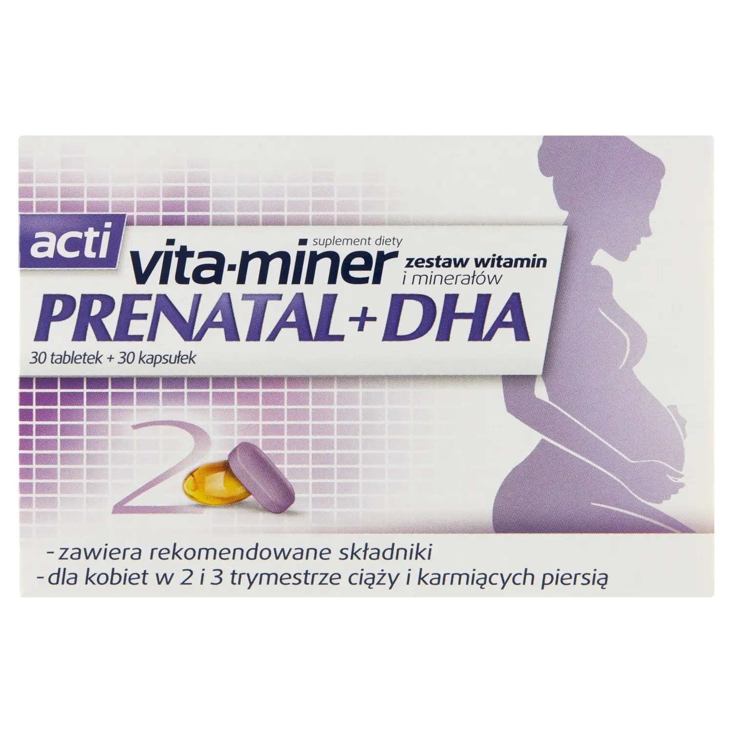 Acti Vita-Miner Prenatal DHA биологически активная добавка, 30+30 таблеток/1 упаковка
Acti Vita-Miner Prenatal DHA биологически активная добавка, 30+30 таблеток/1 упаковка
