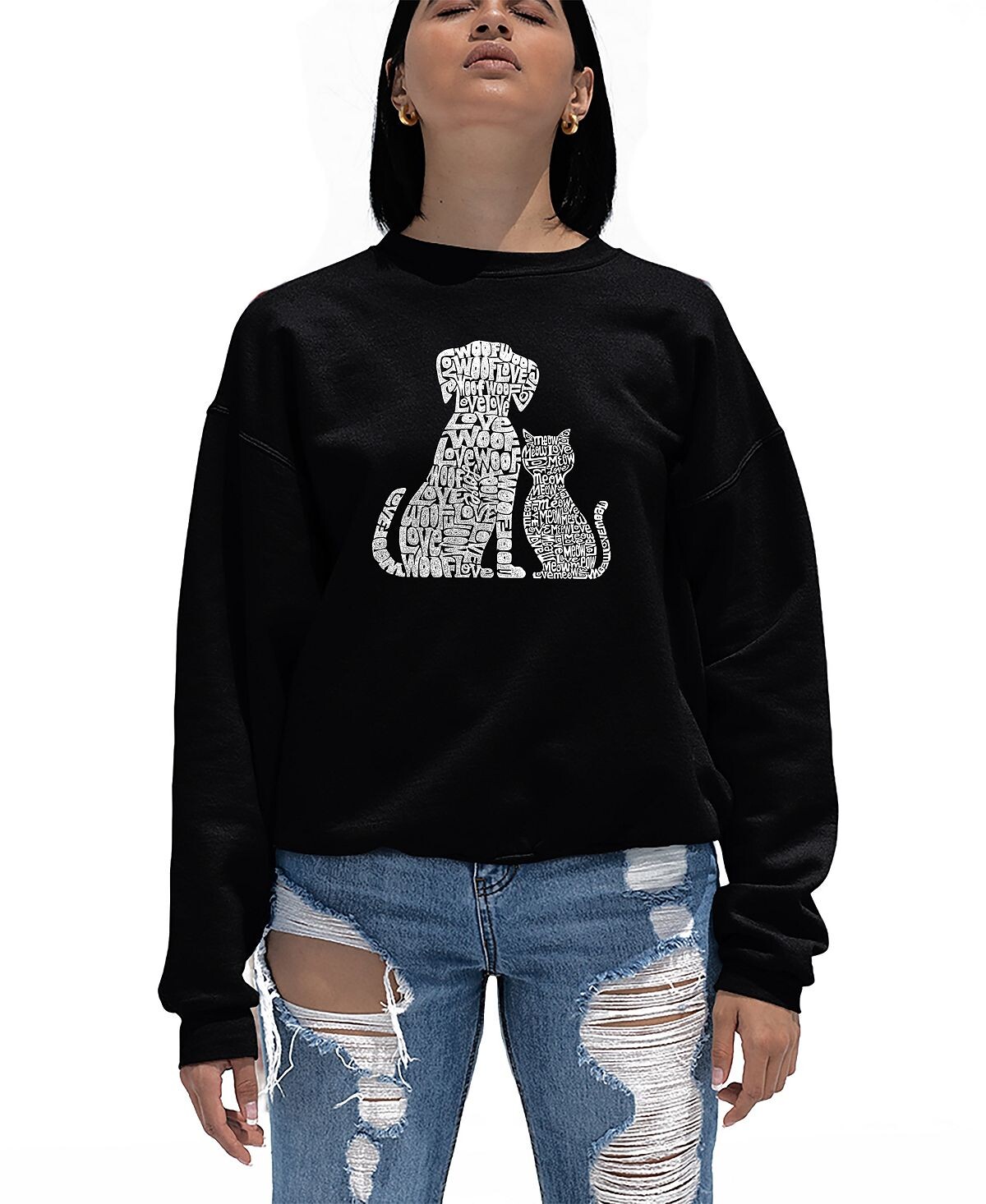Женская толстовка с круглым вырезом word art dogs and cats top LA Pop Art, черный
Женская толстовка с круглым вырезом word art dogs and cats top LA Pop Art, черный