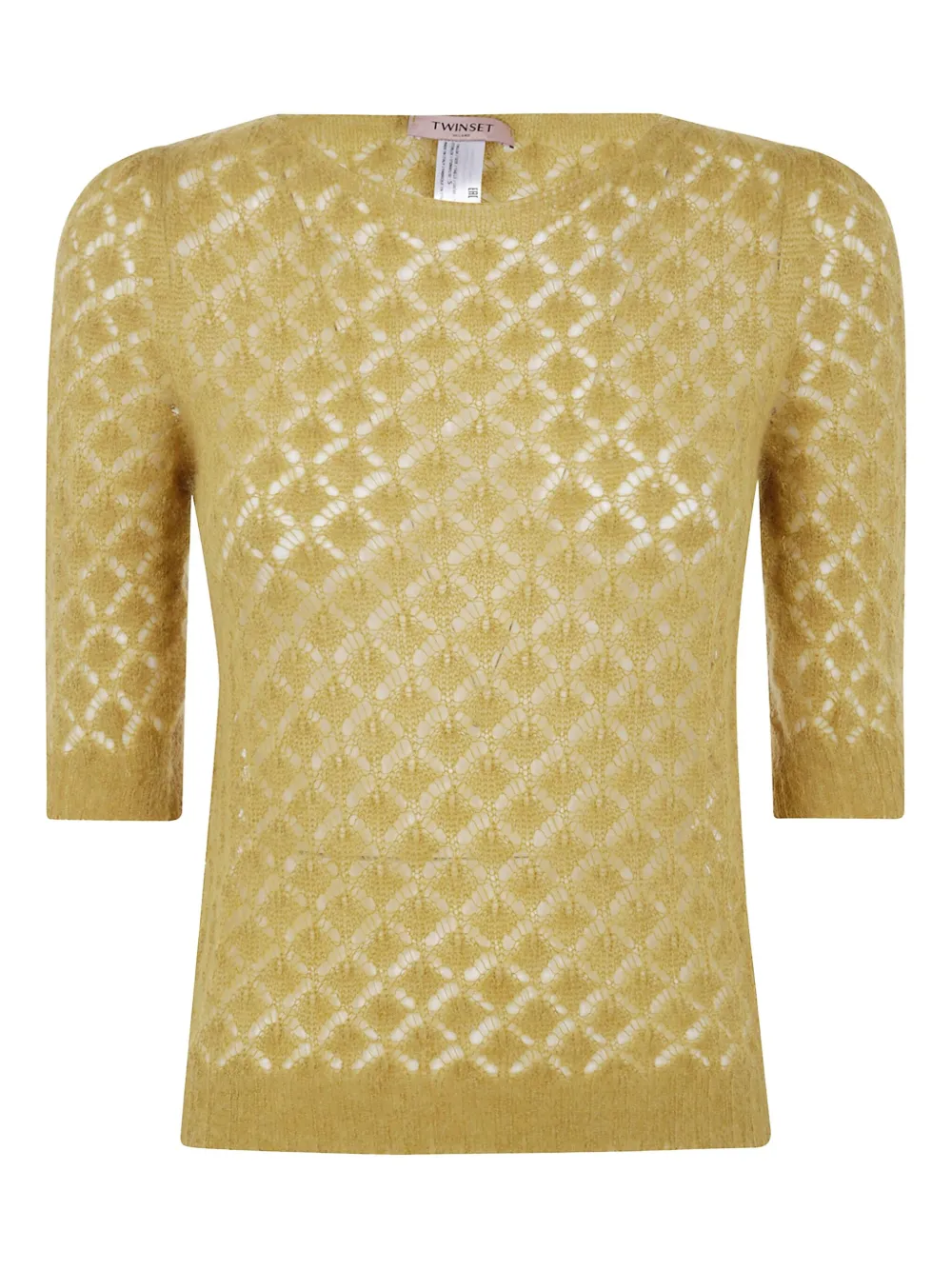 Свитер рыхлой вязки с короткими рукавами TWINSET, желтый 
Свитер рыхлой вязки с короткими рукавами TWINSET, желтый