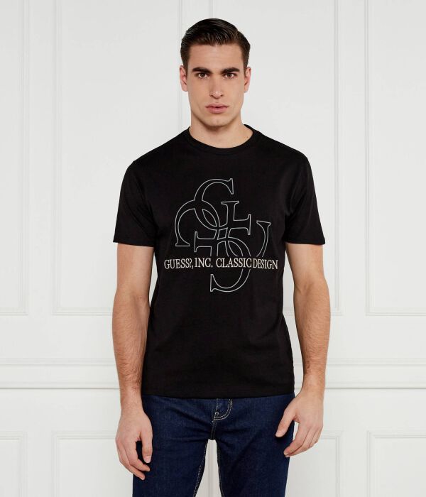 Футболка мужская Guess Jeans хлопковая с принтом, черный 
Футболка мужская Guess Jeans хлопковая с принтом, черный
