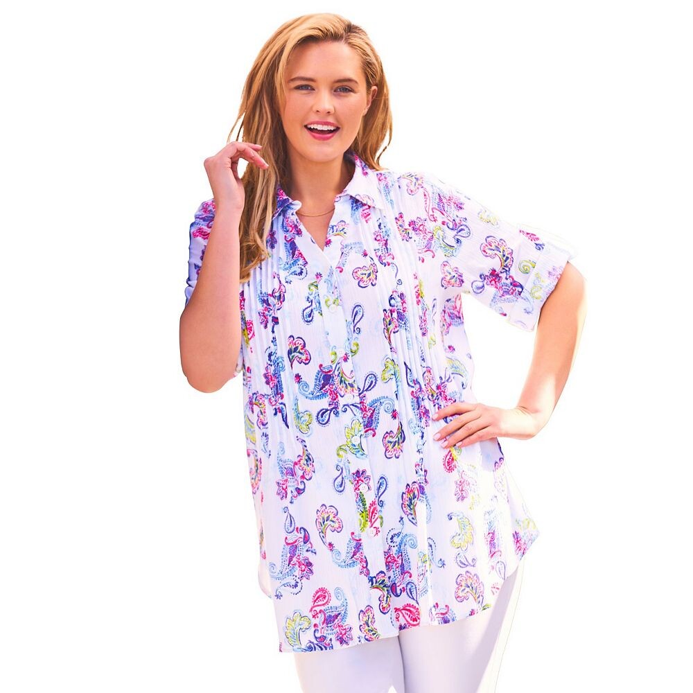 Женщина в женской марлевой рубашке на пуговицах больших размеров Woman Within, цвет White Painterly
Женщина в женской марлевой рубашке на пуговицах больших размеров Woman Within, цвет White Painterly