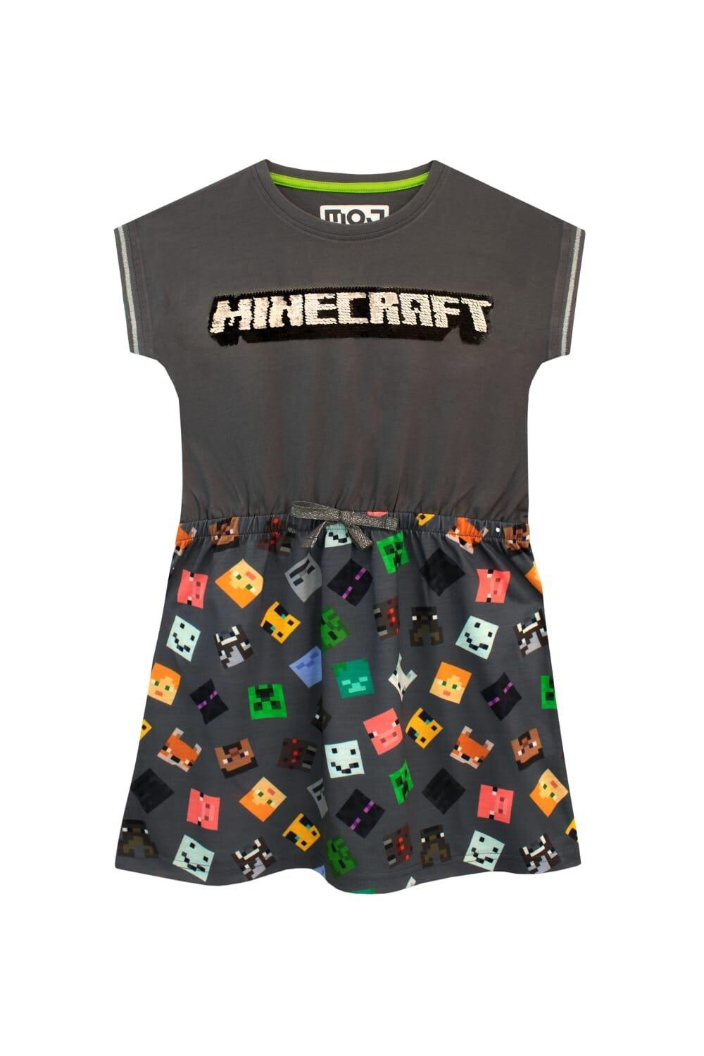 Двустороннее платье с логотипом и пайетками Minecraft, серый
Двустороннее платье с логотипом и пайетками Minecraft, серый