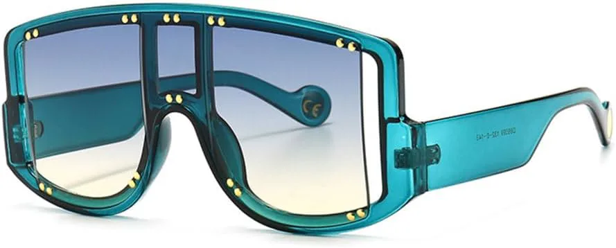 MUTYNE Винтажные большие квадратные цельные солнцезащитные очки класса люкс для женщин с заклепками, декоративные градиентные очки для мужчин, Blue Yellow
MUTYNE Винтажные большие квадратные цельные солнцезащитные очки класса люкс для женщин с заклепками, декоративные градиентные очки для мужчин, Blue Yellow