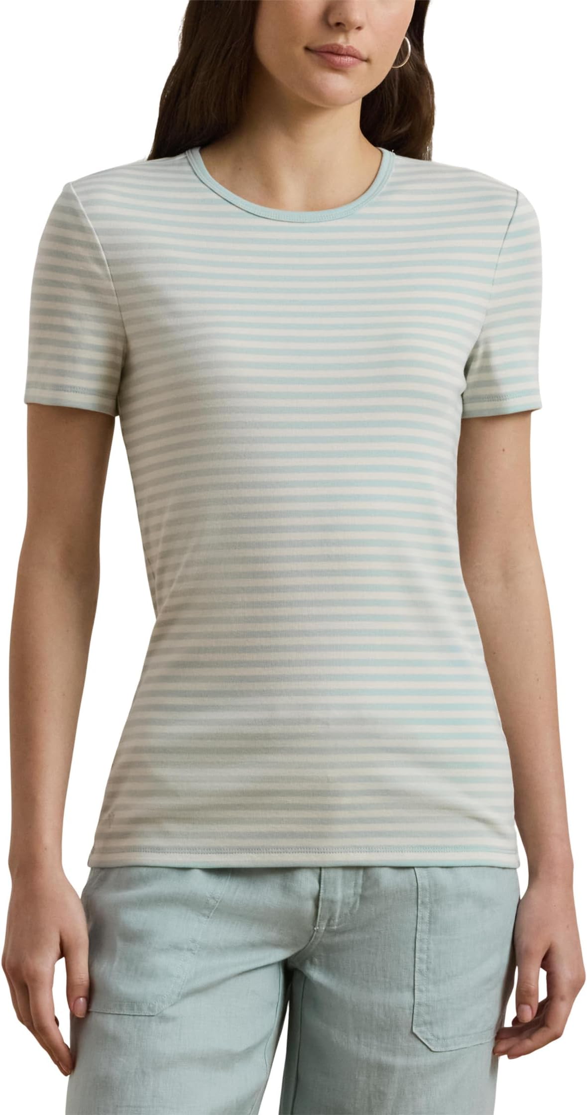 Футболка Lauren Ralph Lauren Striped Stretch Cotton Crewneck Tee, цвет Aqua Pearl/Mascarpone Cream
Футболка Lauren Ralph Lauren Striped Stretch Cotton Crewneck Tee, цвет Aqua Pearl/Mascarpone Cream