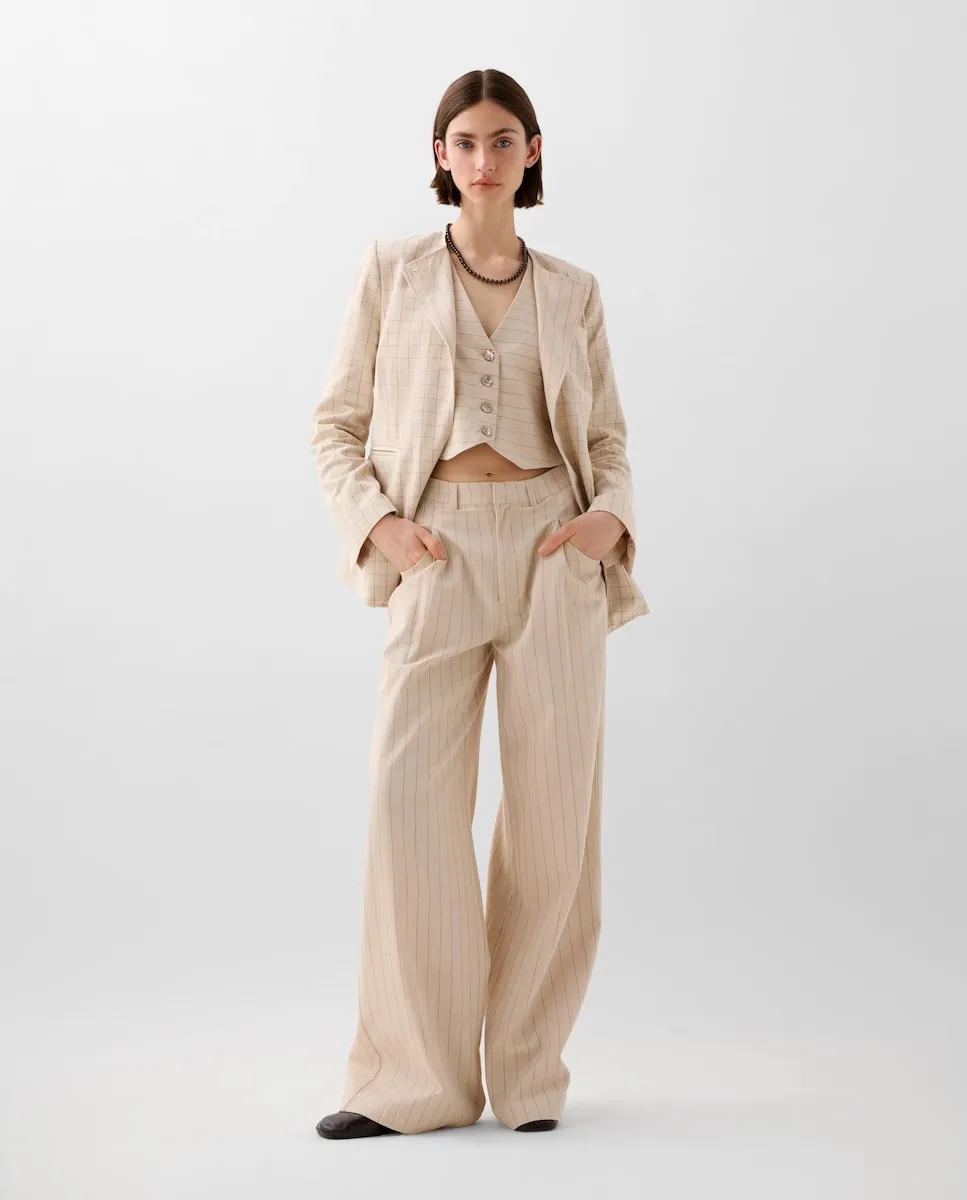 Женские полосатые брюки прямого кроя Scalpers, бежевый
Женские полосатые брюки прямого кроя Scalpers, бежевый