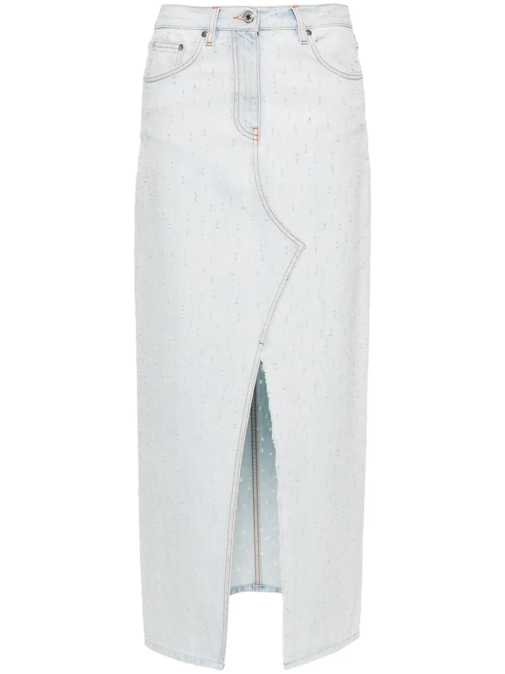 Юбка макси с эффектом потертости MSGM, синий 
Юбка макси с эффектом потертости MSGM, синий