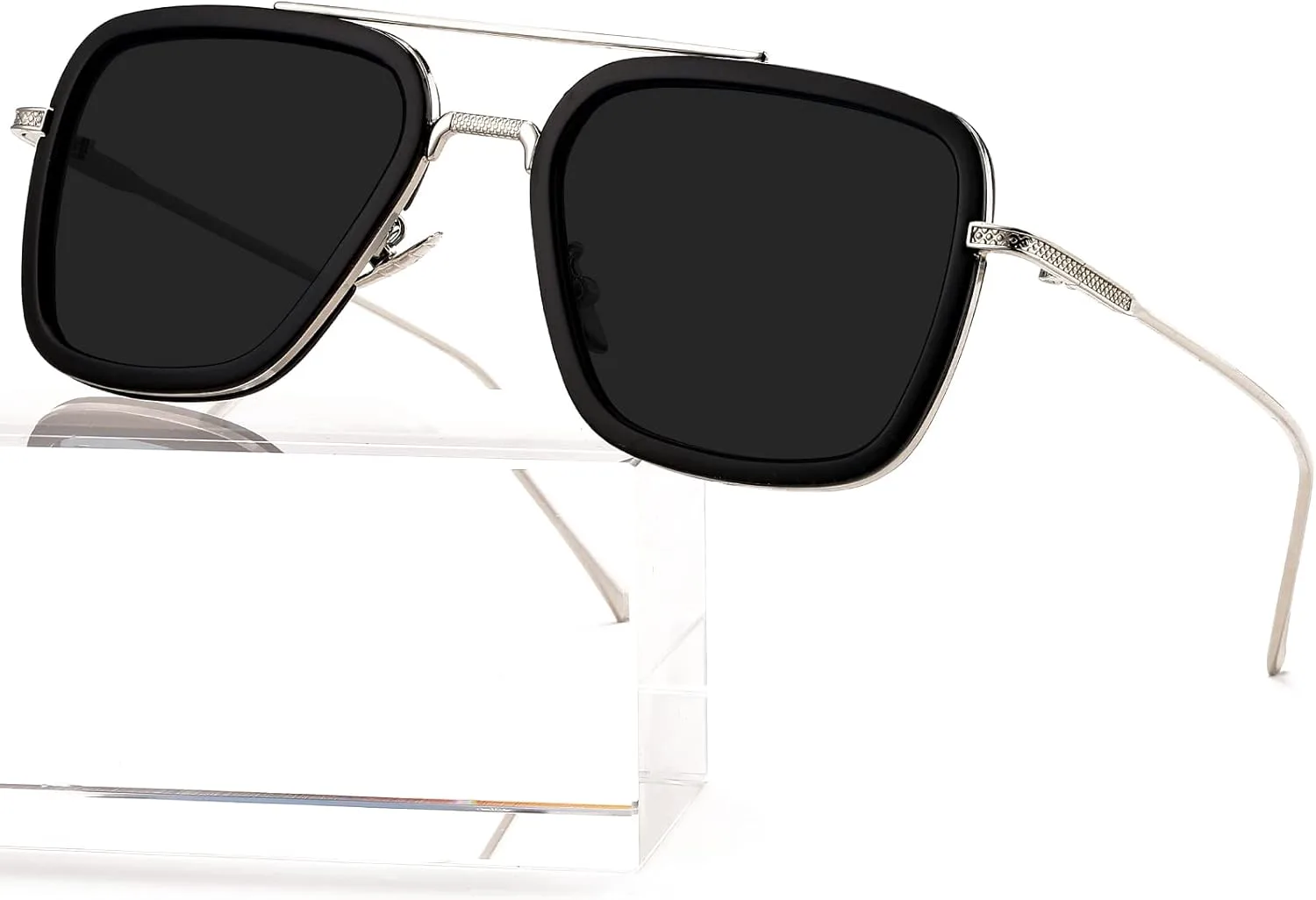 Солнцезащитные очки AIEYEZO Тони Старк в винтажном стиле, квадратная металлическая оправа, для мужчин и женщин - очки Железного человека и Эдит, Silver/Black/Grey
Солнцезащитные очки AIEYEZO Тони Старк в винтажном стиле, квадратная металлическая оправа, для мужчин и женщин - очки Железного человека и Эдит, Silver/Black/Grey