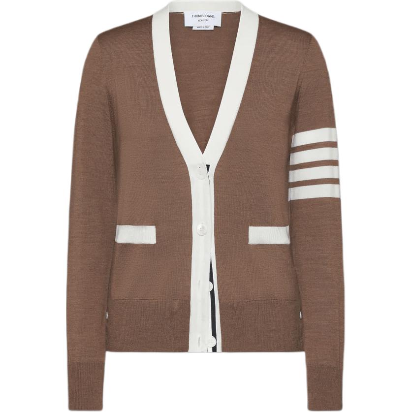 Полосатый кардиган с v-образным вырезом THOM BROWNE, коричневый
Полосатый кардиган с v-образным вырезом THOM BROWNE, коричневый