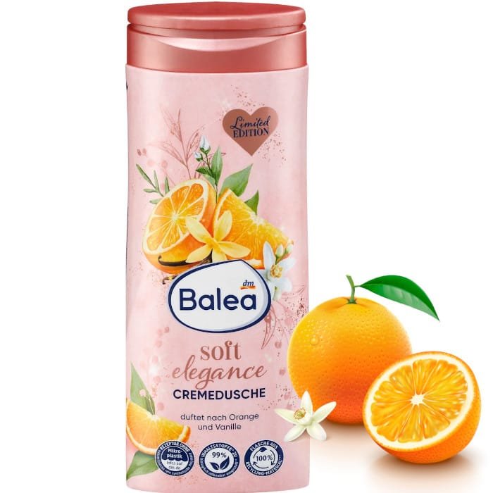 Balea Cremedusche Soft Elegance Gel 300 мл (гель для душа с ароматом апельсина и ванили)
Balea Cremedusche Soft Elegance Gel 300 мл (гель для душа с ароматом апельсина и ванили)