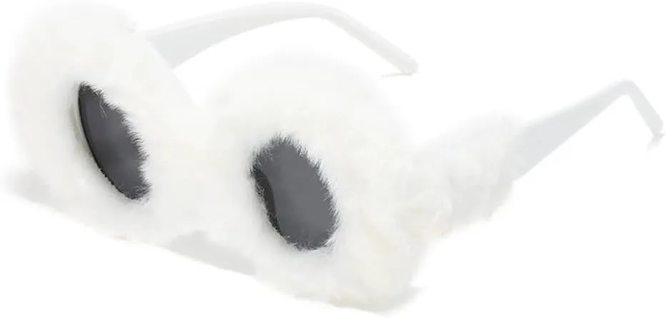 Круглые мягкие солнцезащитные очки для женщин, винтажные, большие, декоративные, зимние, термоочки, пушистые, с защитой от УФ-излучения UV400 TVTBBVV, White
Круглые мягкие солнцезащитные очки для женщин, винтажные, большие, декоративные, зимние, термоочки, пушистые, с защитой от УФ-излучения UV400 TVTBBVV, White