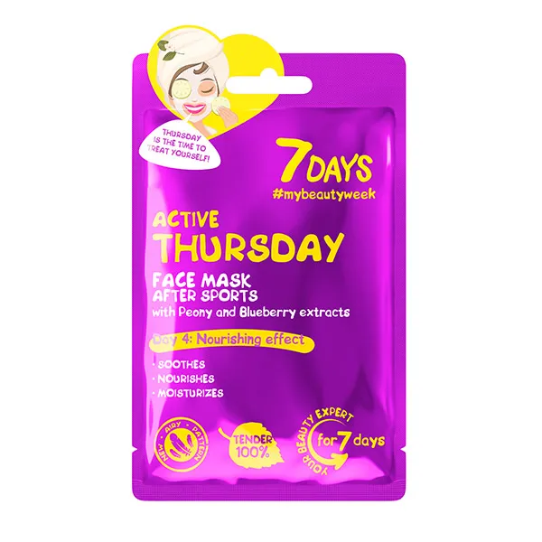 Питательный эффект маски для лица Active Thuersday 7 Days, 1 UD
Питательный эффект маски для лица Active Thuersday 7 Days, 1 UD