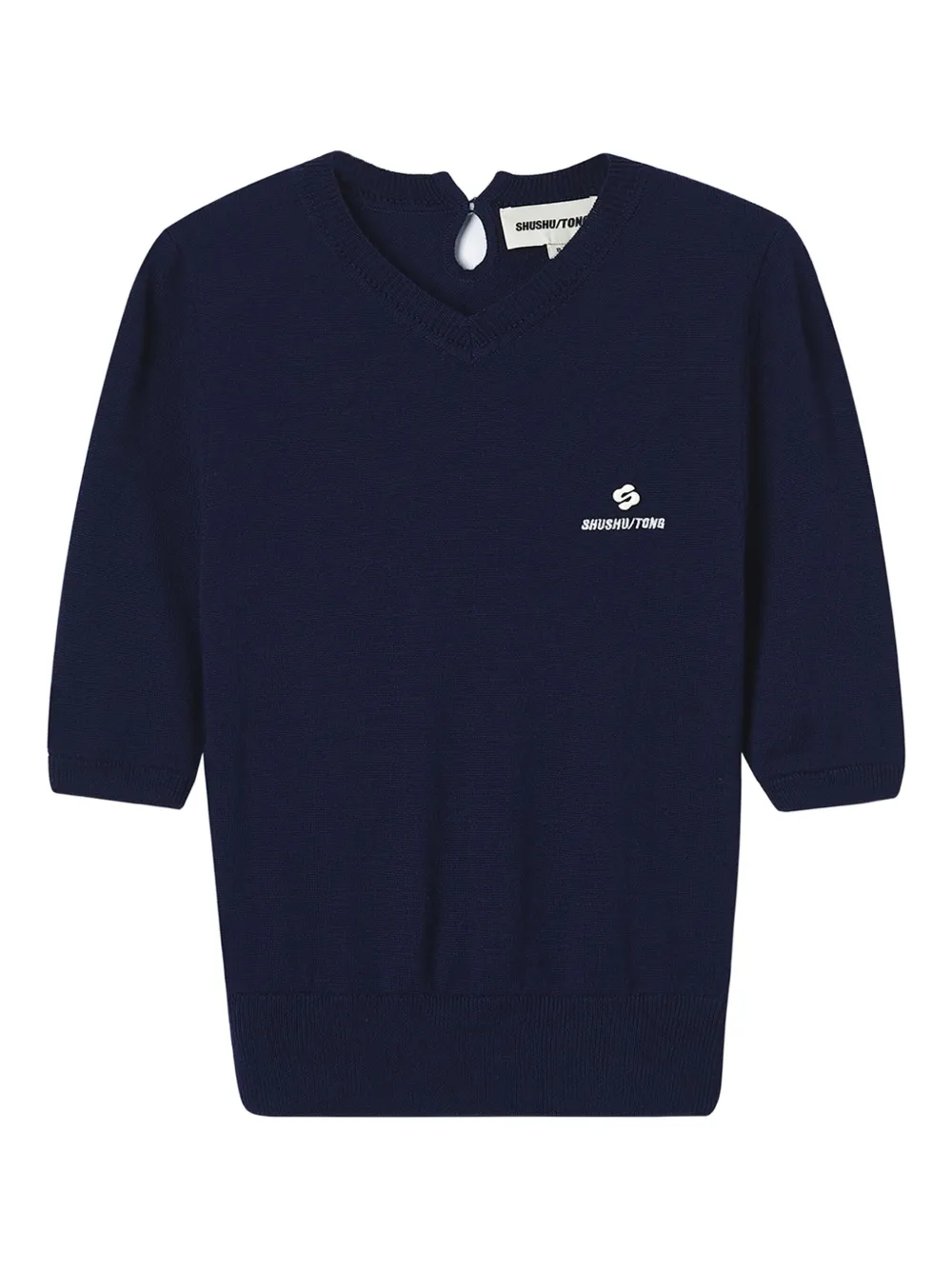 Топ с логотипом и рукавами-буфами SHUSHU/TONG, синий
Топ с логотипом и рукавами-буфами SHUSHU/TONG, синий