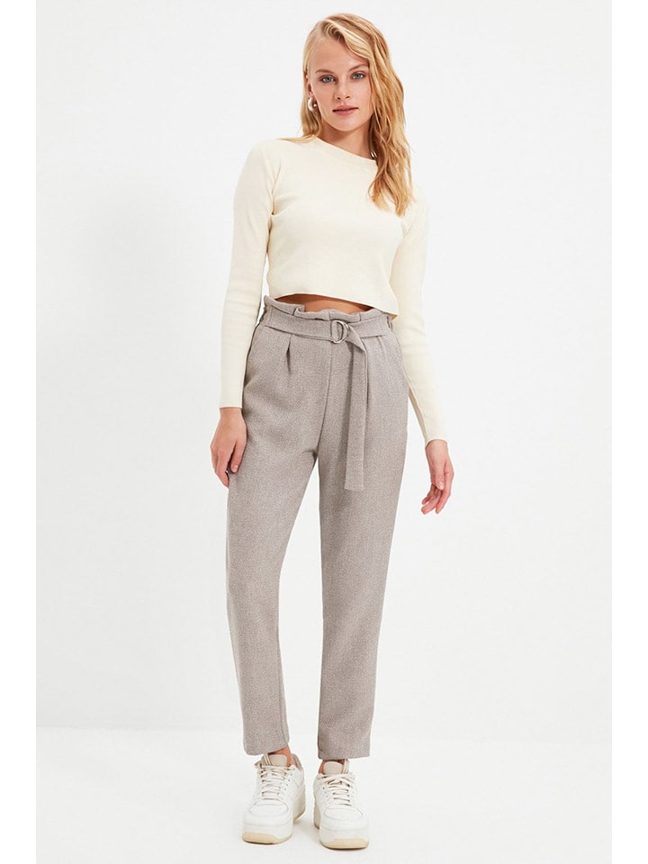 Тканевые брюки trendyol, светло-серый 
Тканевые брюки trendyol, светло-серый