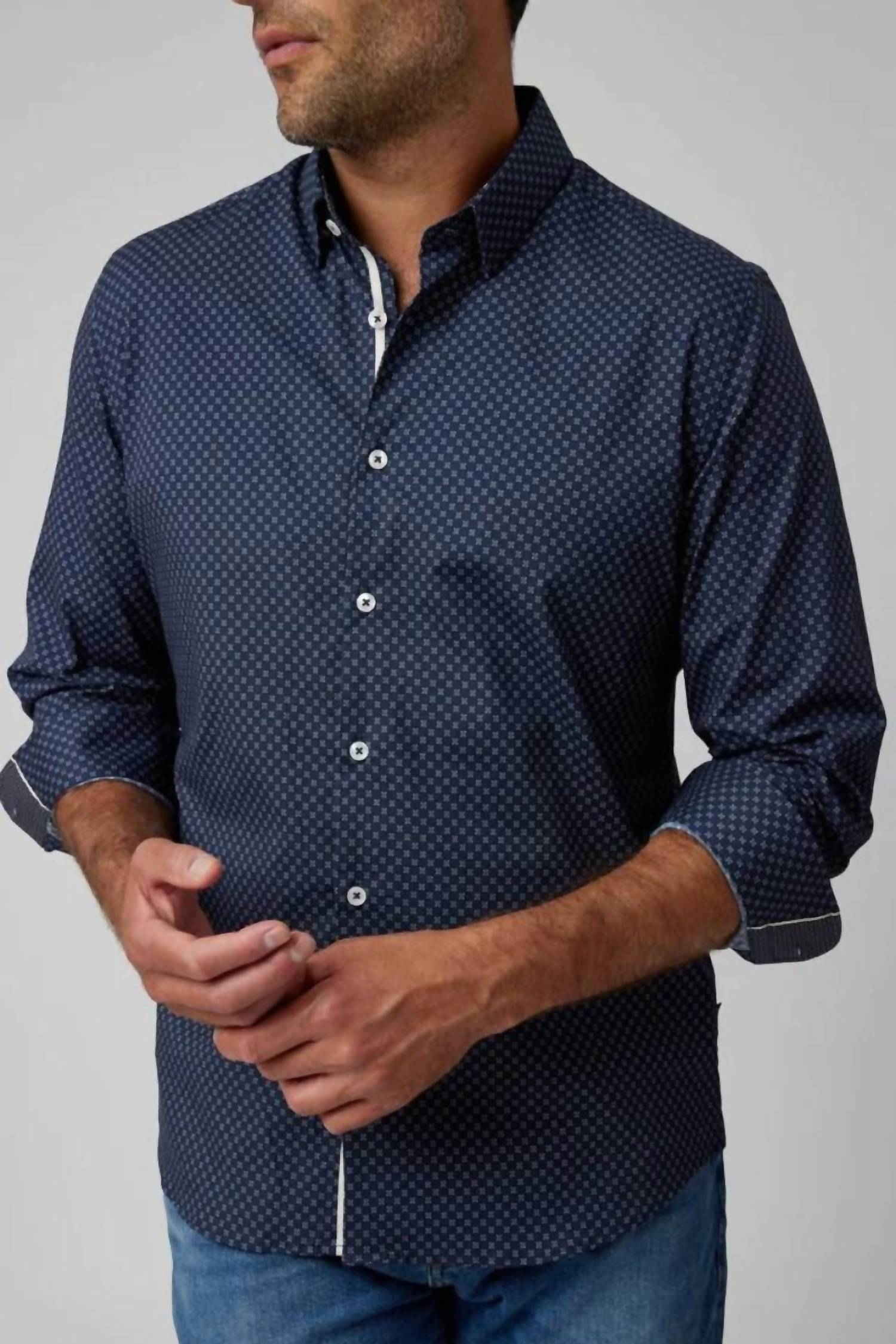 Рубашка с длинным рукавом с орнаментом в темно-синем цвете STONE ROSE
Рубашка с длинным рукавом с орнаментом в темно-синем цвете STONE ROSE