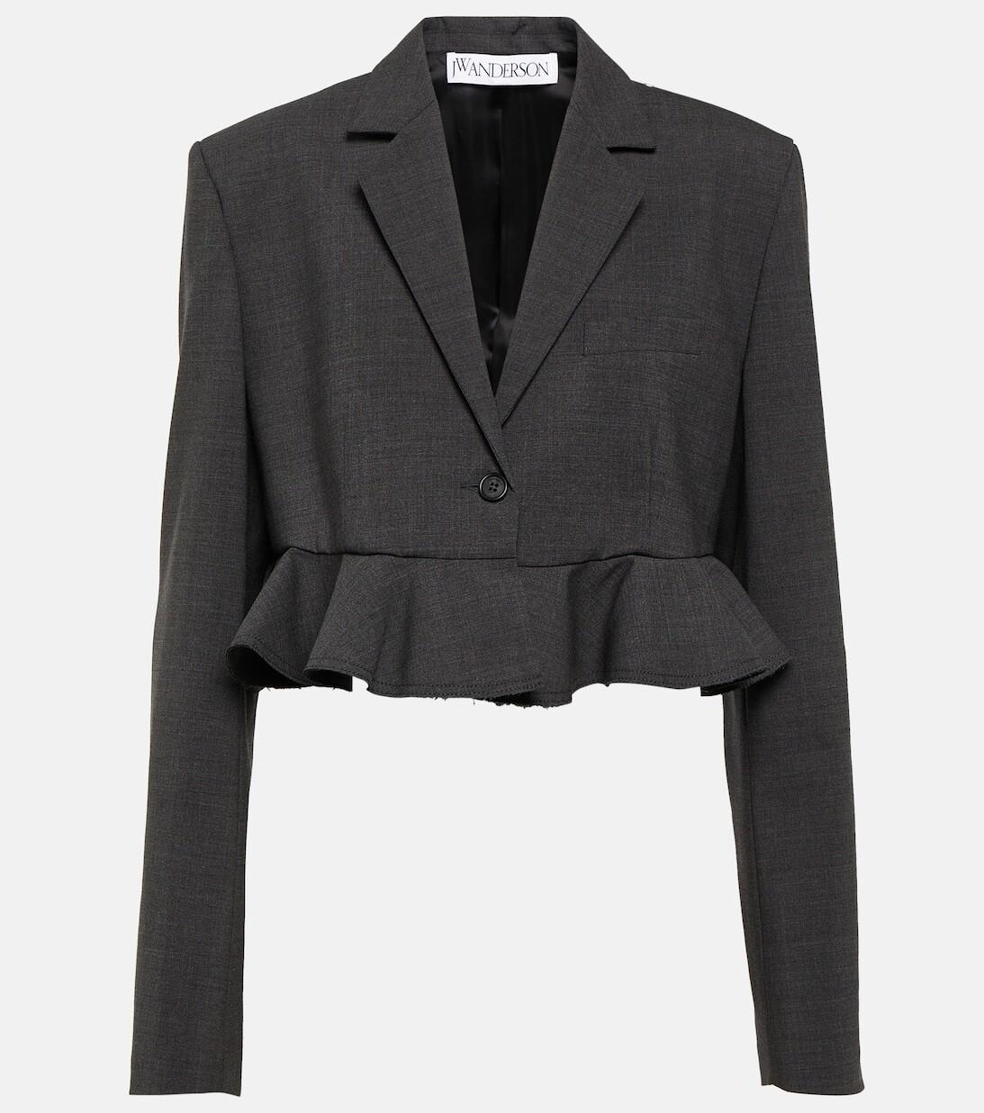 Укороченный блейзер из смесовой шерсти JW ANDERSON, серый
Укороченный блейзер из смесовой шерсти JW ANDERSON, серый