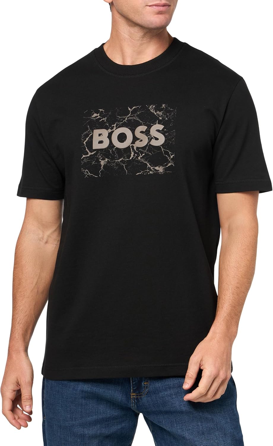 Мужская хлопковая футболка с большим логотипом и цепочкой BOSS, Black Carbon
Мужская хлопковая футболка с большим логотипом и цепочкой BOSS, Black Carbon