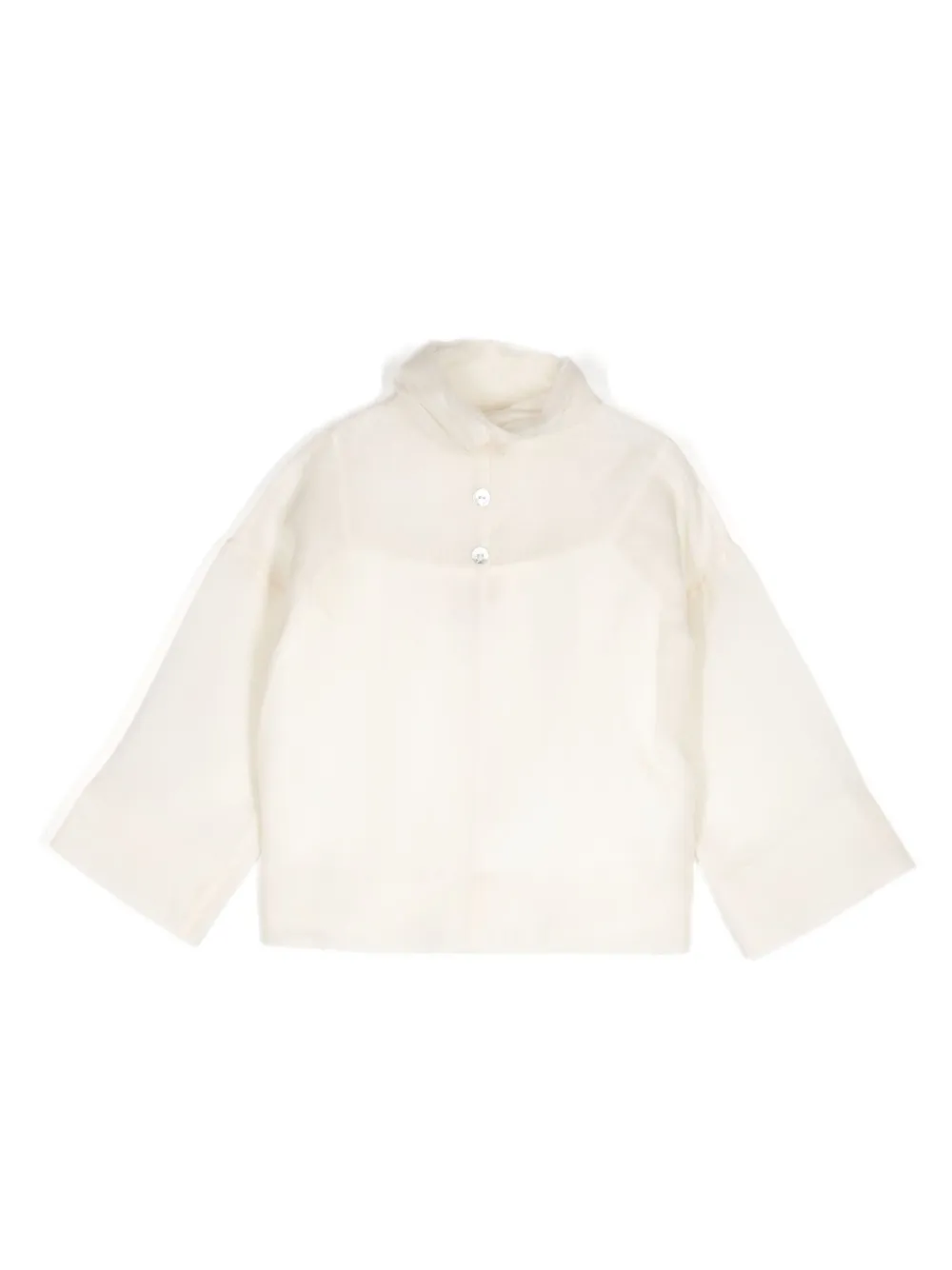 Шелковый топ с приспущенными плечами Shatha Essa Kids, белый 
Шелковый топ с приспущенными плечами Shatha Essa Kids, белый