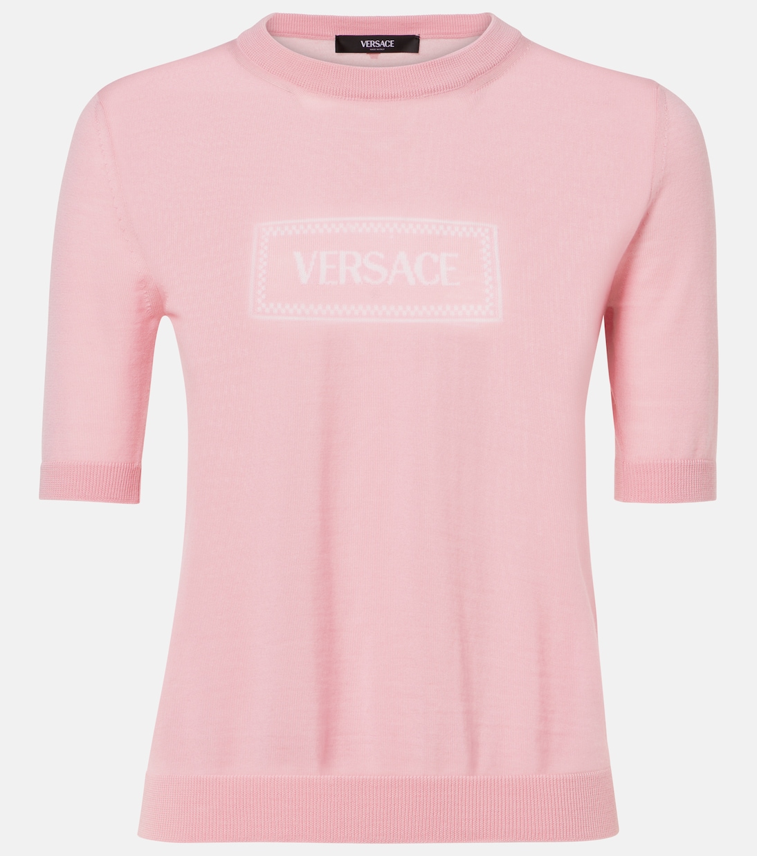 Жаккардовый трикотажный топ с логотипом Versace, Pastel Pink
Жаккардовый трикотажный топ с логотипом Versace, Pastel Pink