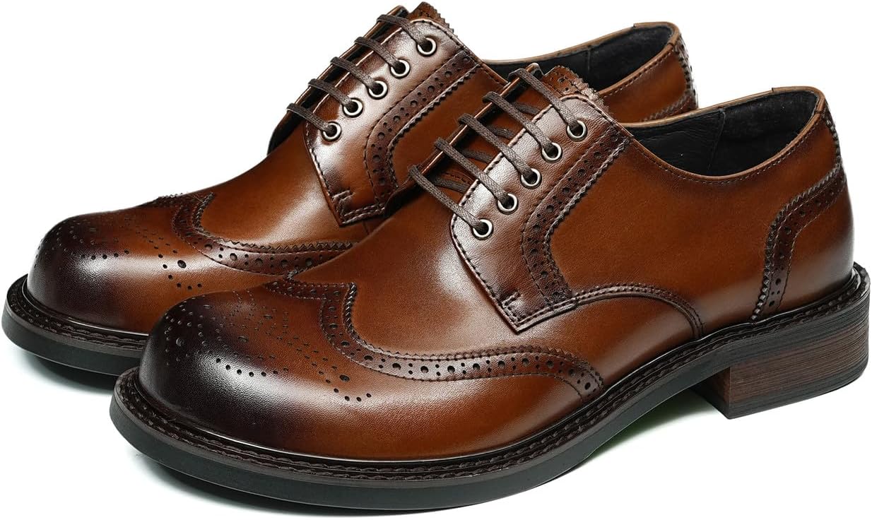 Мужские туфли Santimon Wingtip Brogue Oxfords - формальные классические туфли из натуральной кожи с шнуровкой и квадратным носком, с амортизированной стелькой для бизнеса, офиса и свадеб в стиле смарт-кэжуал, коричневый
Мужские туфли Santimon Wingtip Brogue Oxfords - формальные классические туфли из натуральной кожи с шнуровкой и квадратным носком, с амортизированной стелькой для бизнеса, офиса и свадеб в стиле смарт-кэжуал, коричневый