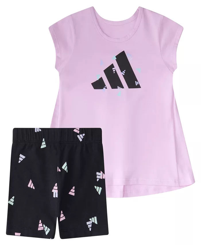 Детский комплект для девочек: футболка со складками сзади и велосипедки (2 предмета) adidas
Детский комплект для девочек: футболка со складками сзади и велосипедки (2 предмета) adidas