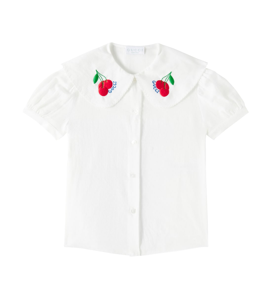 Вышитая хлопковая рубашка Gucci Kids, White/Mix
Вышитая хлопковая рубашка Gucci Kids, White/Mix