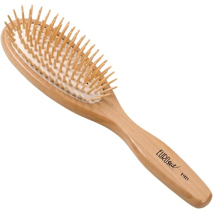 EUROSTIL Унисекс Взрослые Овальная Щетка Большая Меховая Деревянная Ручка Черная