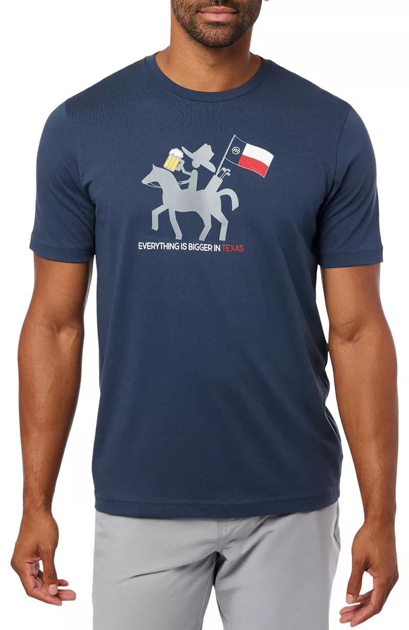 Мужская футболка для гольфа TravisMathew Hoot and Hollar 2.0 TX State с графическим изображением, цвет Blue Nights
Мужская футболка для гольфа TravisMathew Hoot and Hollar 2.0 TX State с графическим изображением, цвет Blue Nights