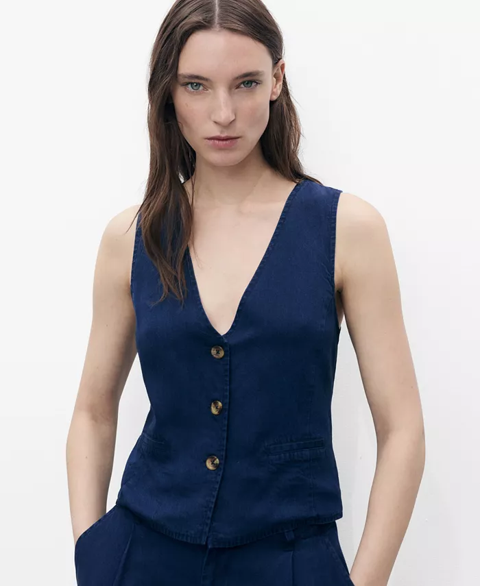 Женский жилет из лиоцелла с эффектом денима MANGO, синий
Женский жилет из лиоцелла с эффектом денима MANGO, синий