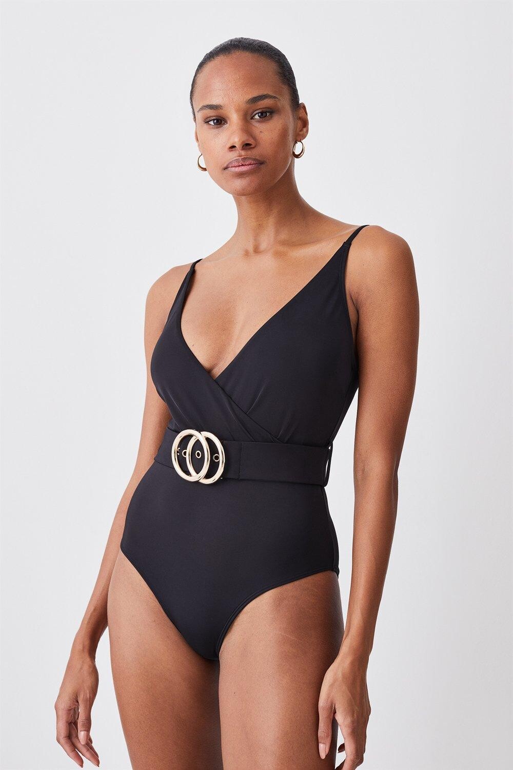 Купальник с поясом и запахом спереди Karen Millen, черный
Купальник с поясом и запахом спереди Karen Millen, черный