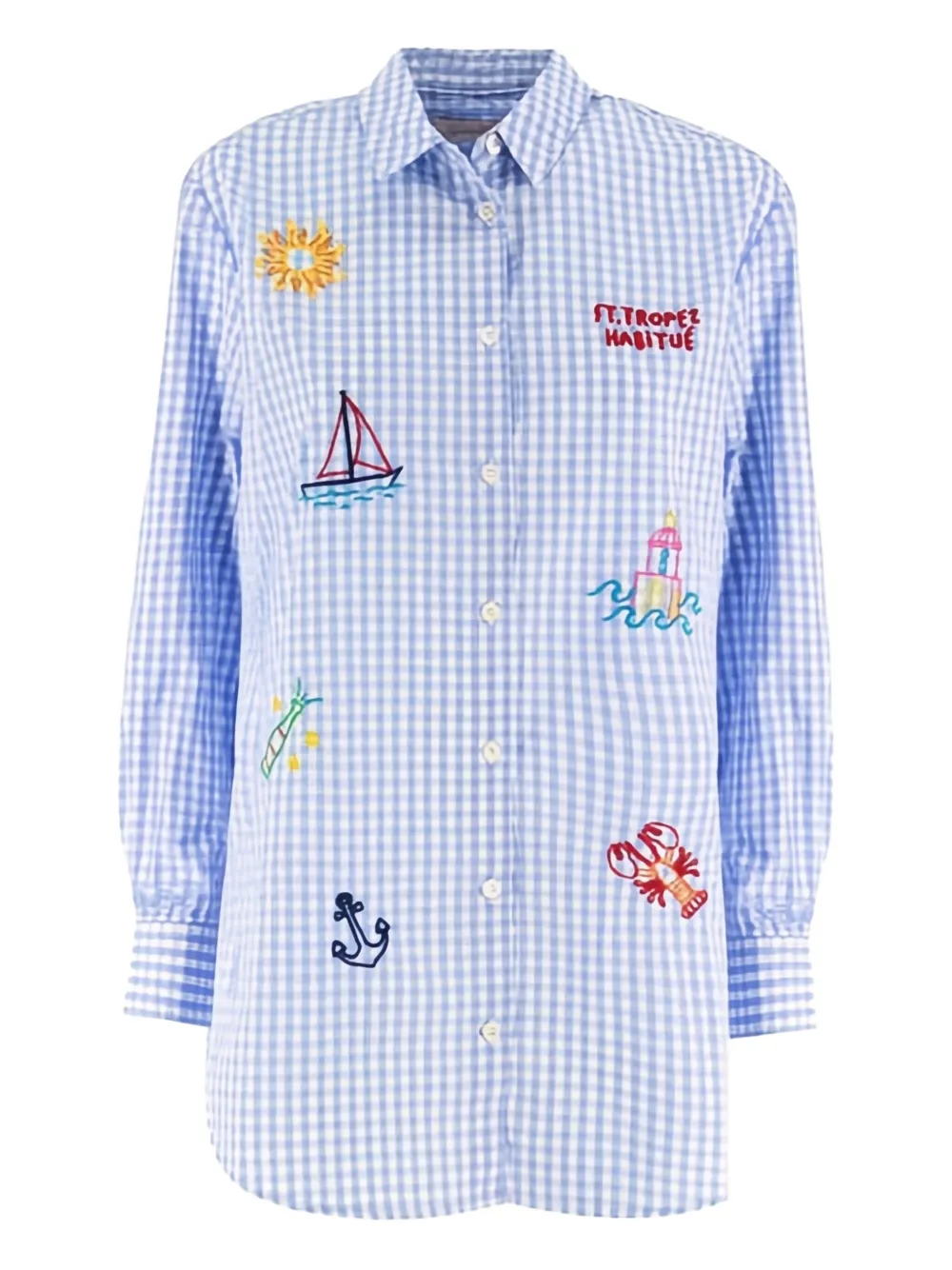 Рубашка в клетку гингем с вышивкой MC2 Saint Barth Kids, синий
Рубашка в клетку гингем с вышивкой MC2 Saint Barth Kids, синий