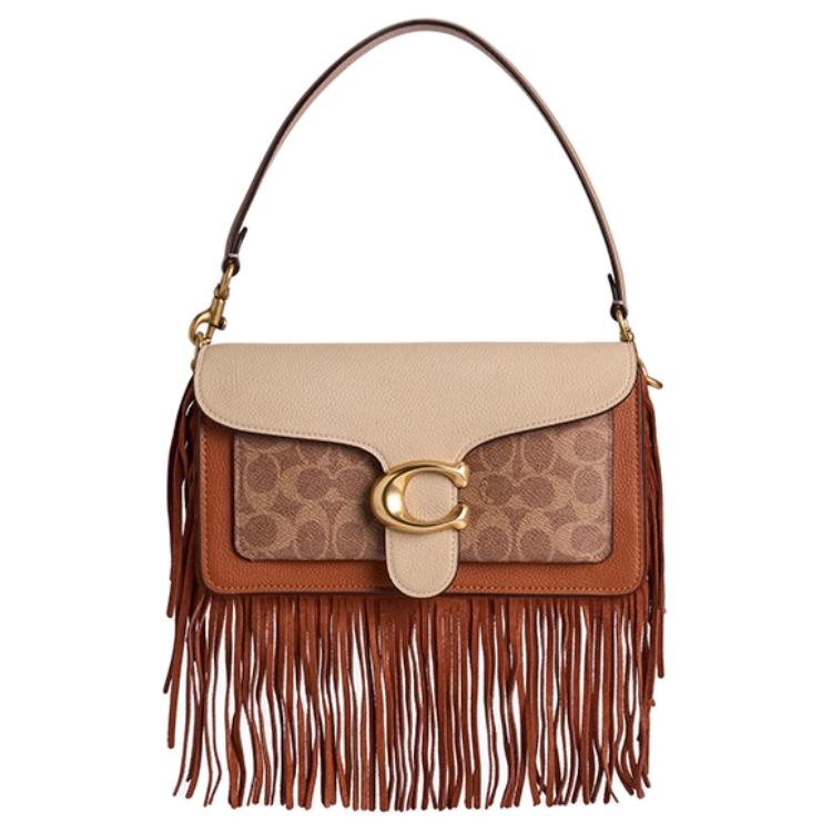 COACH Коричнево-желтая кожаная женская сумка через плечо среднего размера
COACH Коричнево-желтая кожаная женская сумка через плечо среднего размера