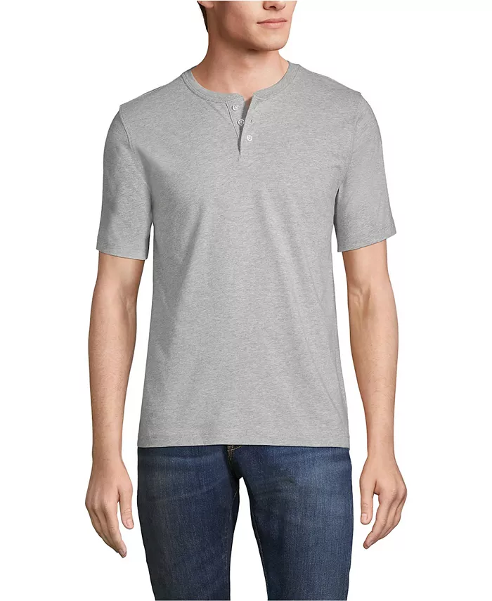 Мужская футболка с коротким рукавом Super-T Henley Lands' End, серый 
Мужская футболка с коротким рукавом Super-T Henley Lands' End, серый