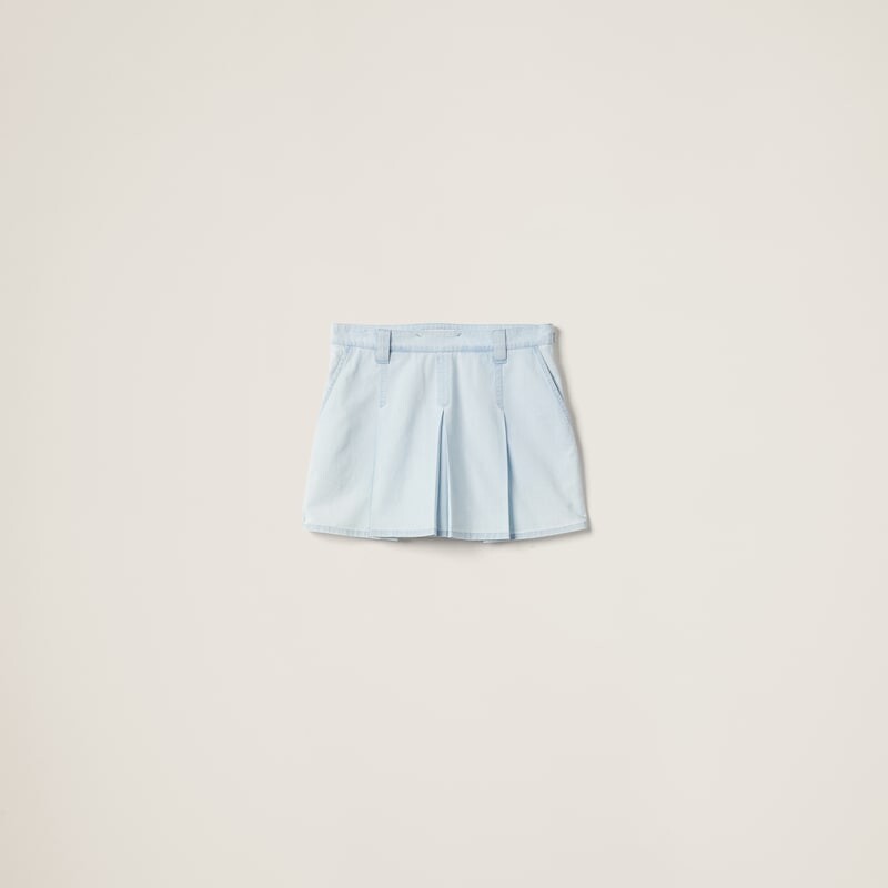 Плиссированная юбка из шамбре Miu Miu, голубой
Плиссированная юбка из шамбре Miu Miu, голубой