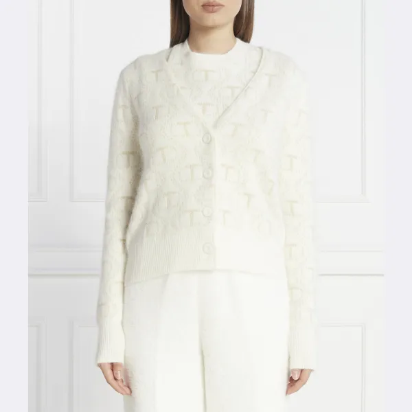 Кардиган классического кроя с добавлением шерсти Twin-Set, белый
Кардиган классического кроя с добавлением шерсти Twin-Set, белый