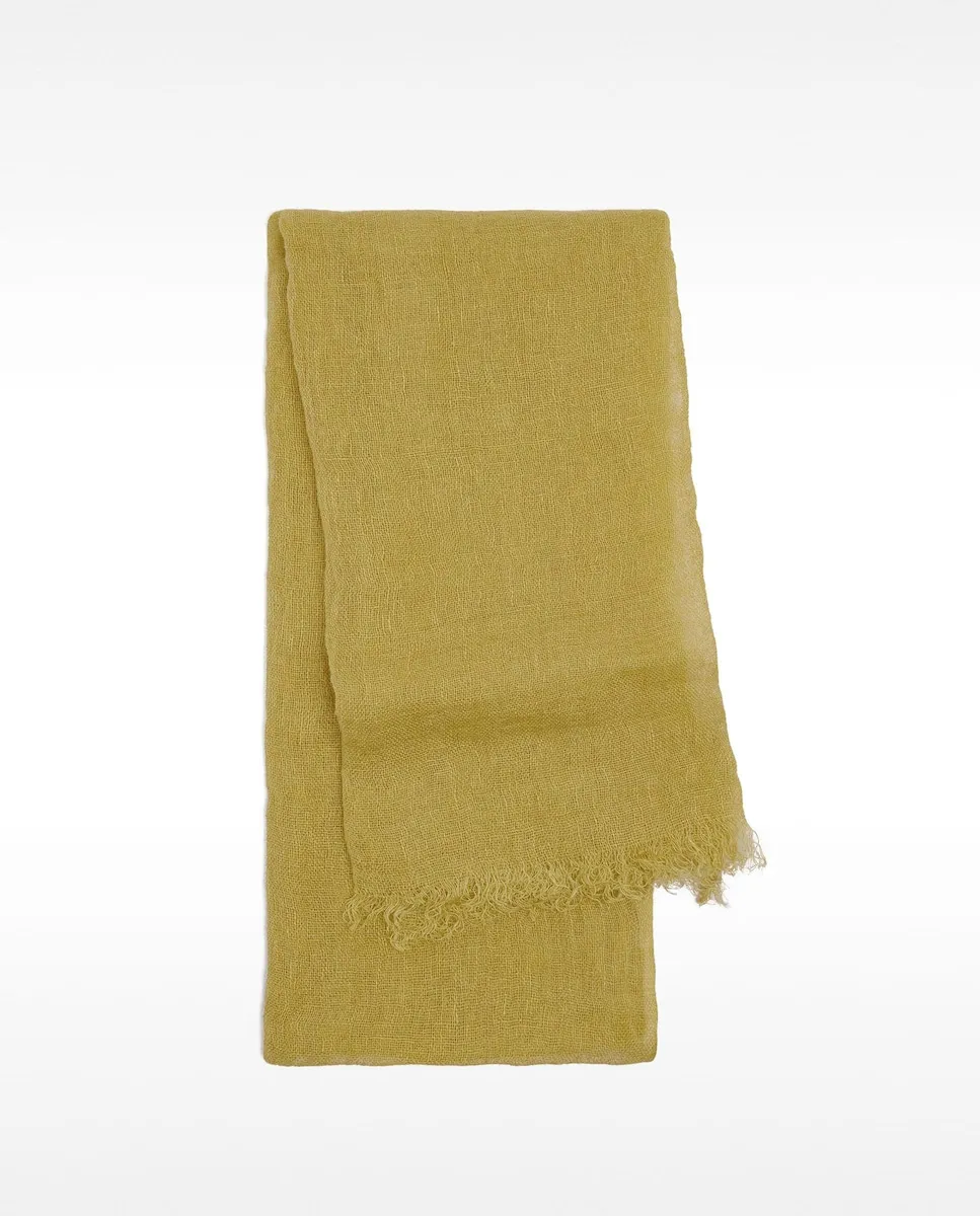 Платок 100% лён с отделочными строчками Parfois, горчичный 
Платок 100% лён с отделочными строчками Parfois, горчичный