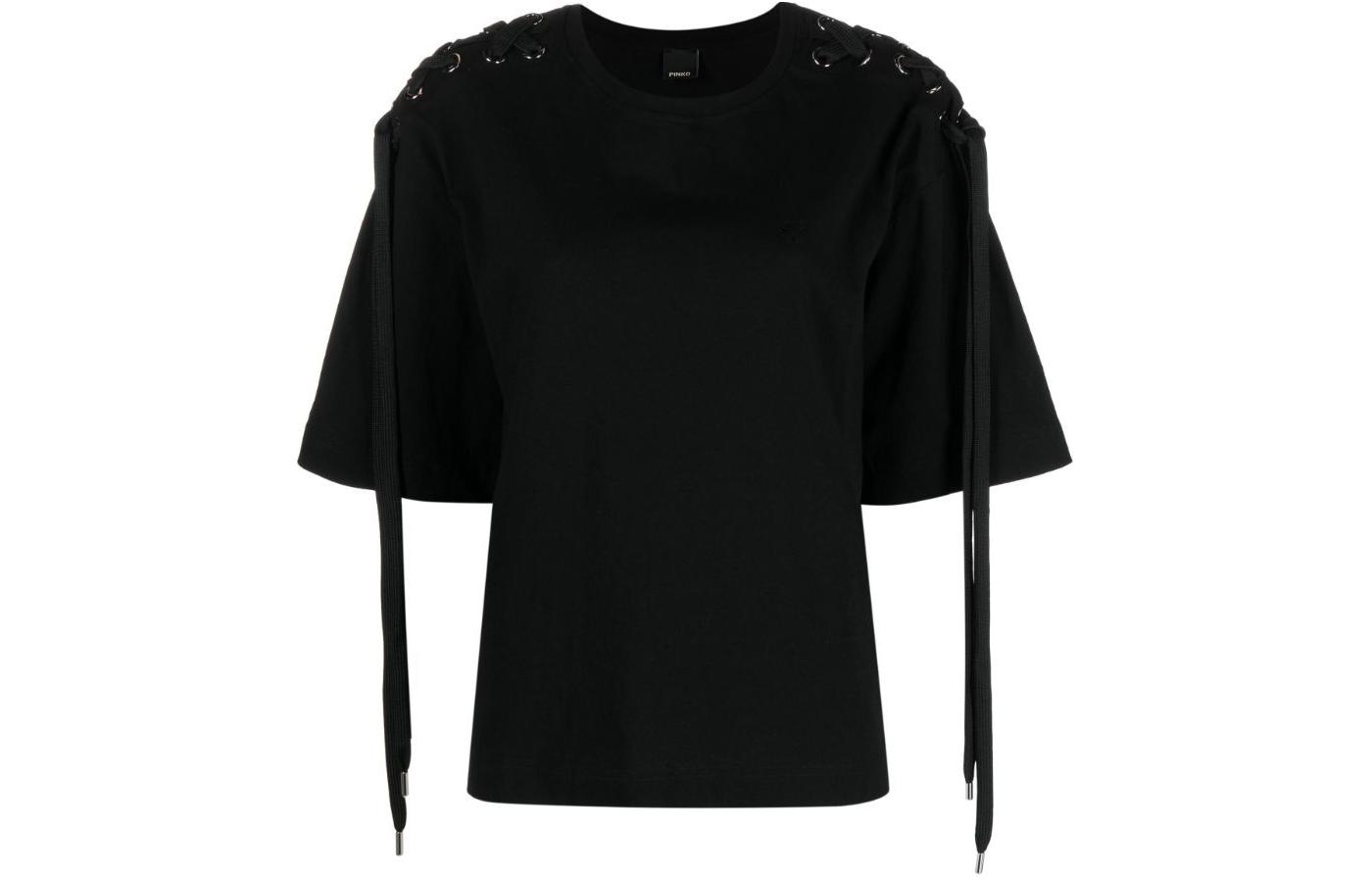 Футболка с круглым вырезом и шнуровкой PINKO, черный
Футболка с круглым вырезом и шнуровкой PINKO, черный