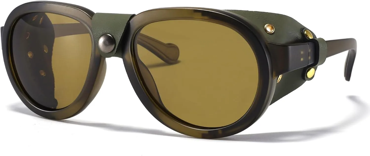 Ретро-авиаторы в стиле стимпанк, поляризованные солнцезащитные очки с кожаными боковыми щитками, винтажные готические очки для мужчин и женщин MACJERO, Green
Ретро-авиаторы в стиле стимпанк, поляризованные солнцезащитные очки с кожаными боковыми щитками, винтажные готические очки для мужчин и женщин MACJERO, Green