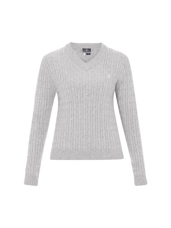 Женский свитер светло-серого меланжевого цвета DreiMaster Maritim
Женский свитер светло-серого меланжевого цвета DreiMaster Maritim