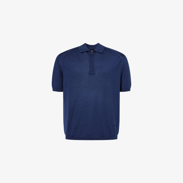 Поло Emporio Armani из шерсти и шелка с вышитым логотипом, синий
Поло Emporio Armani из шерсти и шелка с вышитым логотипом, синий