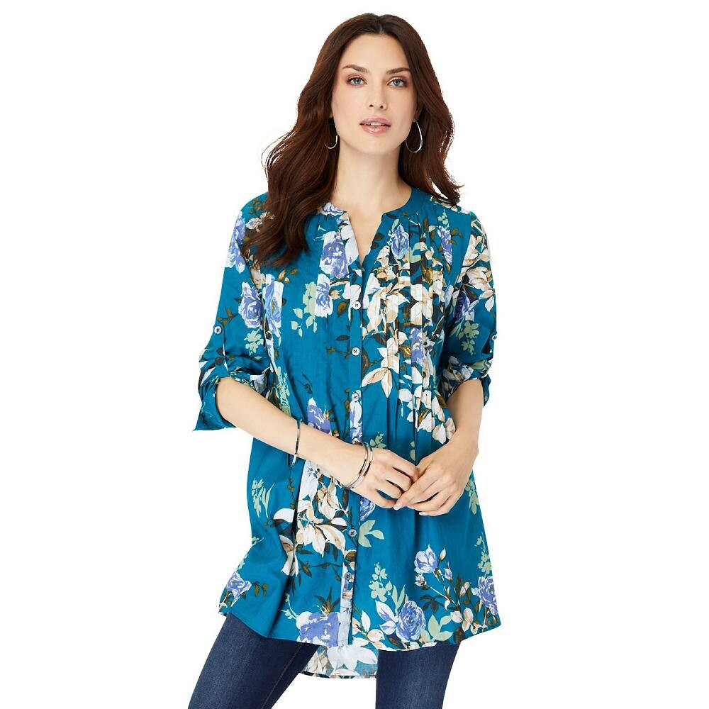 Женская большая рубашка больших размеров с цветочным принтом Roaman's, цвет Deep Lagoon Romantic
Женская большая рубашка больших размеров с цветочным принтом Roaman's, цвет Deep Lagoon Romantic