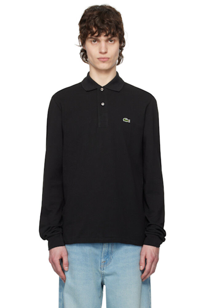 Черный классический крой поло с длинным рукавом Lacoste 
Черный классический крой поло с длинным рукавом Lacoste