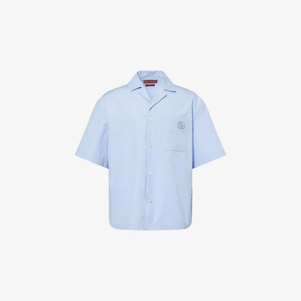 Рубашка Gucci с вышитым логотипом, голубой
Рубашка Gucci с вышитым логотипом, голубой