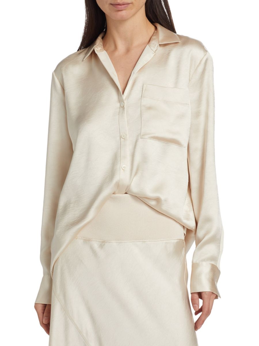 Рубашка из потрескавшегося сатина ATM Anthony Thomas Melillo, цвет Vanilla Mist 
Рубашка из потрескавшегося сатина ATM Anthony Thomas Melillo, цвет Vanilla Mist