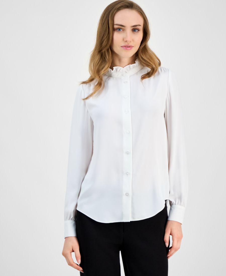 Женская блузка с длинными рукавами и оборками Anne Klein, Bright White
Женская блузка с длинными рукавами и оборками Anne Klein, Bright White